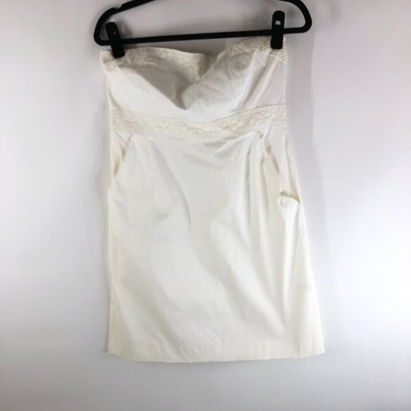 New York & Company Mini Dress Pockets Lace Detail Spaghetti Strap Ivory 8 - Picture 1 of 8